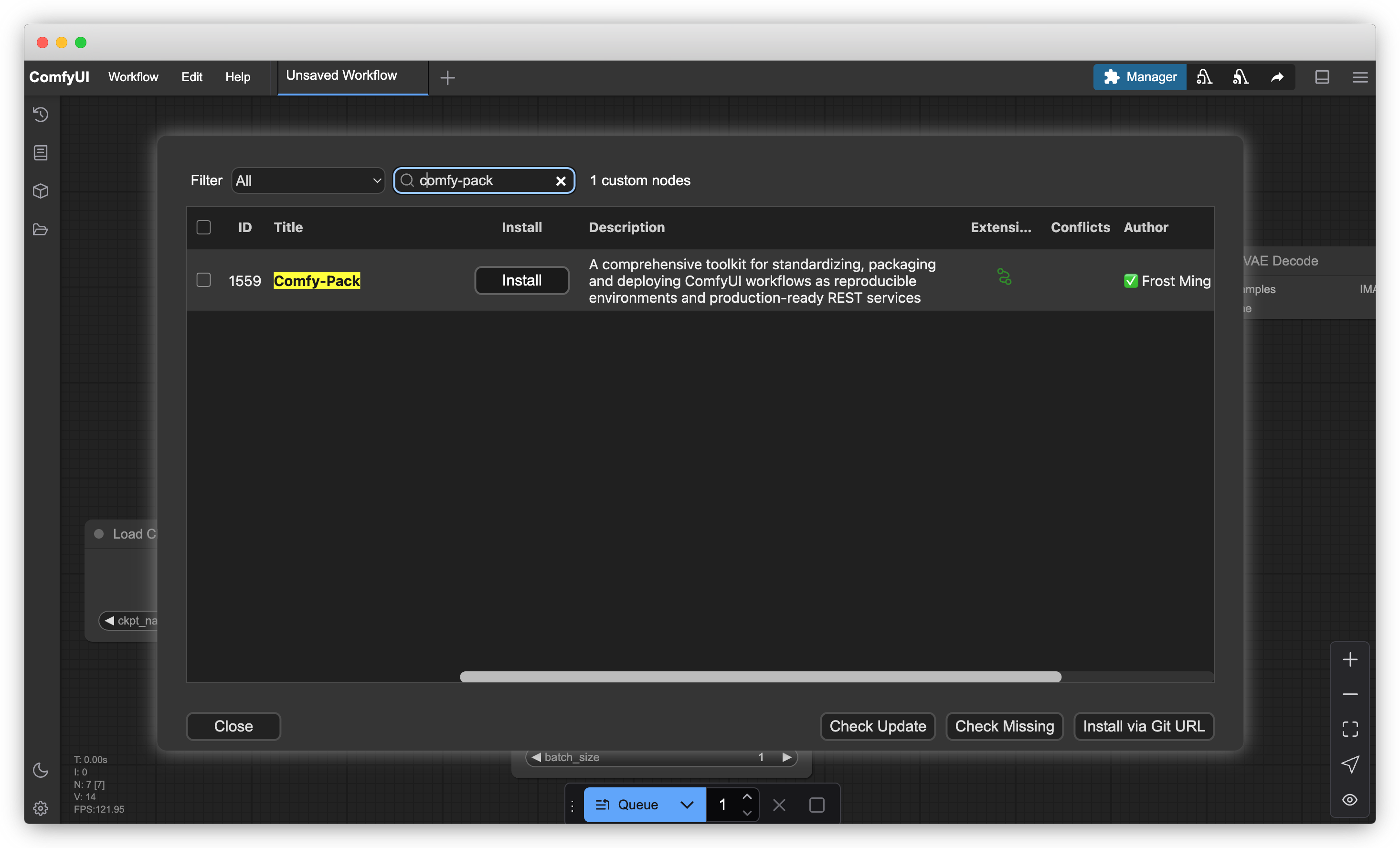 Install comfy-pack via ComfyUI Manager